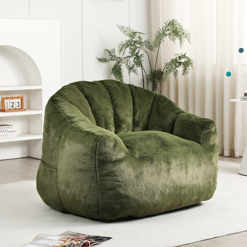 Bean Bag Chair, Bean Bag Sofa Chair with Armrests Stuffed High-Density Foam, Lazy Sofa Comfy Chairs BeanBag Chair - Green