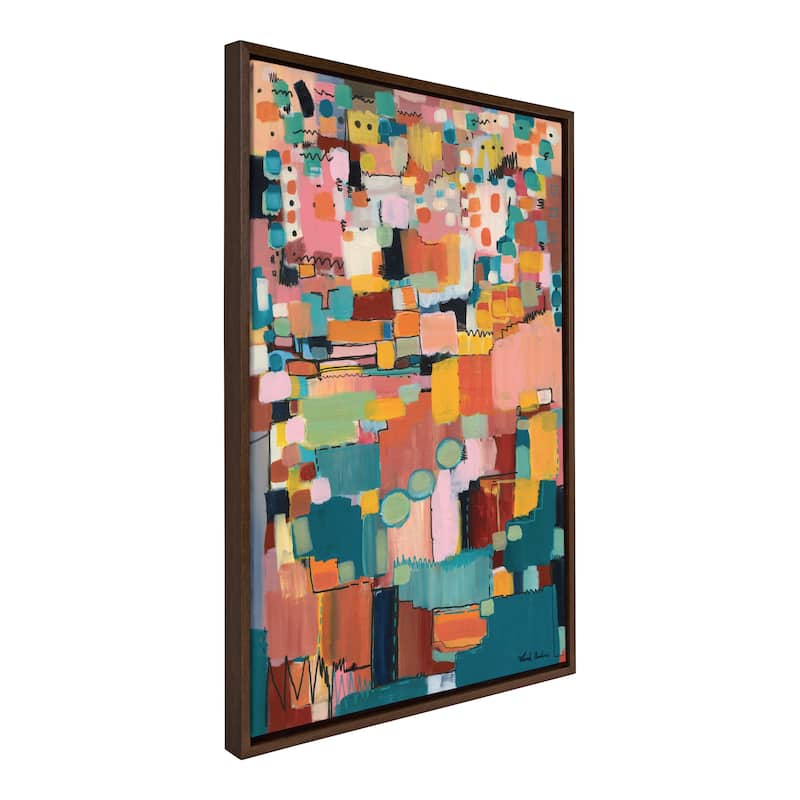 Kate and Laurel Sylvie Sunset Fiesta Framed Canvas by Leah Nadeau