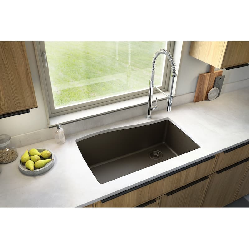 Karran Undermount Quartz Composite 33 in. Single Bowl Kitchen Sink with Accessories
