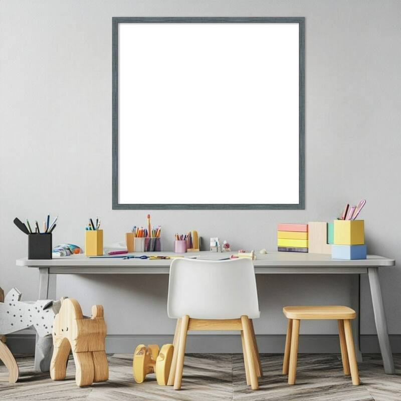 Amanti Art Dixie Blue Grey Rustic Narrow Framed Dry Erase Magnetic Board