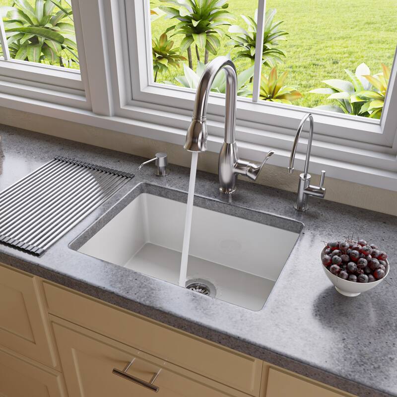 ALFI brand 23" Traditional Fireclay Undermount Rectangular Kitchen Sink - White