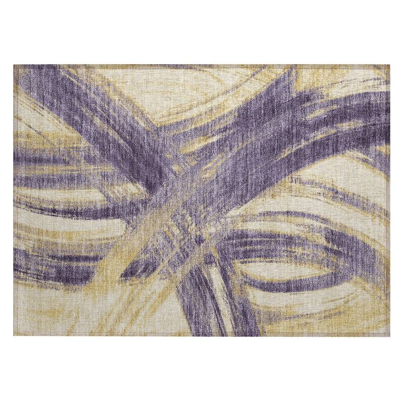 Machine Washable Indoor/ Outdoor Abstract Brushstroke Chantille Rug