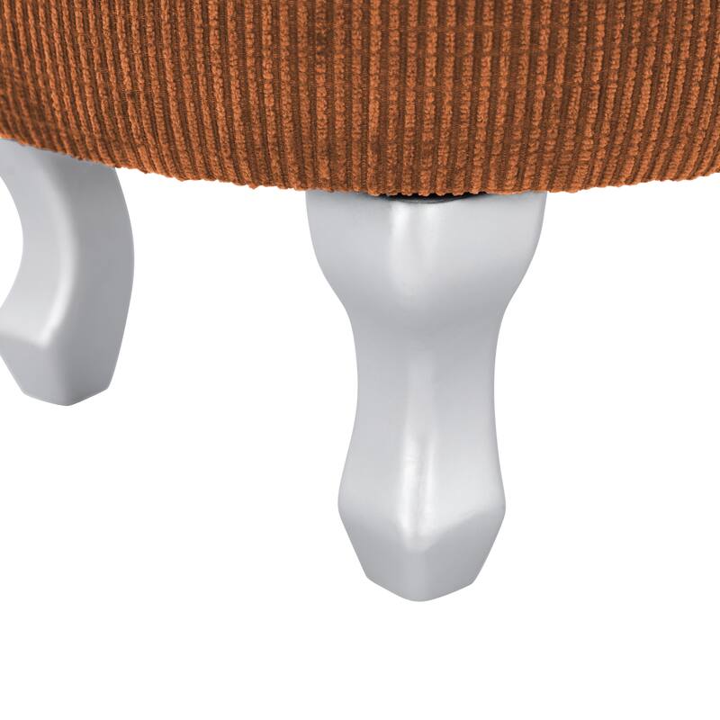 29.5" Orange Button-Tufted Storage Ottoman Bench - Fringe Window Bench for Entryway & Bedroom