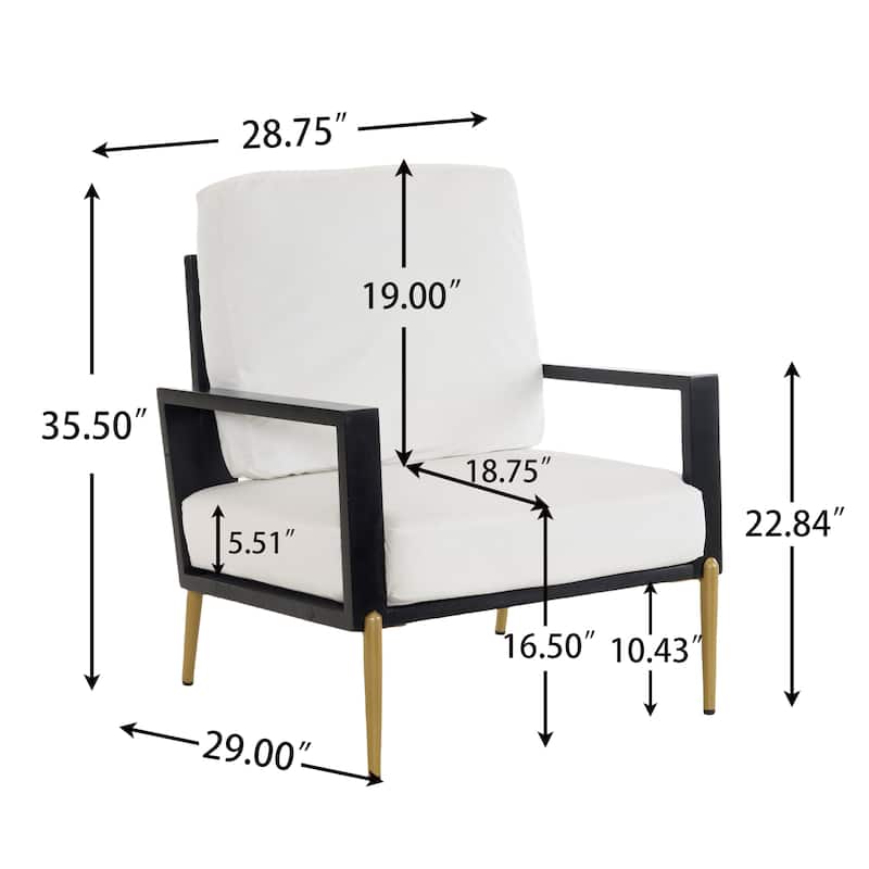 Velvet Upholstered Accent Armchair with Gold Legs