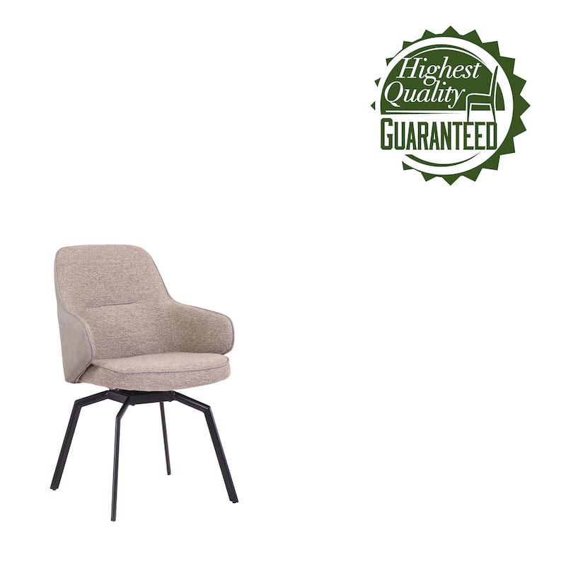 Porthos Home Urki Swivel Fabric and PU Leather Accent Chair with Steel Legs