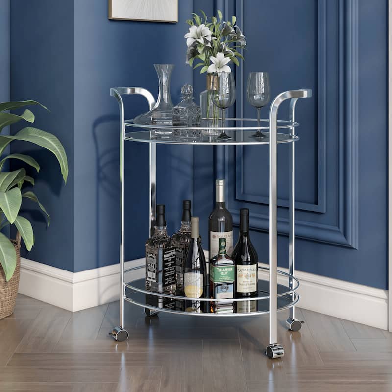 O'Fredericks Contemporary Chrome Metal 2-Shelf Serving Cart by Silver Orchid