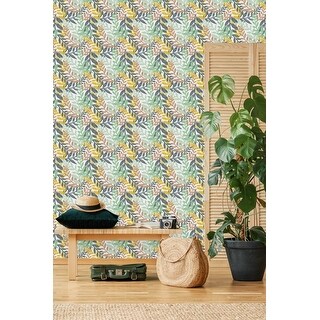 Hand Drawn Leaves Wallpaper Peel and Stick and Prepasted - Bed Bath ...