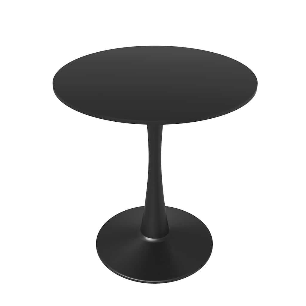 LeisureMod Bristol 24" Round Dining Table for 4 with MDF Wood Tabletop in Black Steel for Kitchen & Dining Room