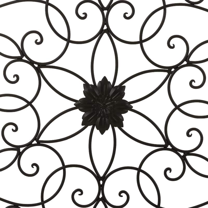 Glitzhome 23"D Traditional Iron Scroll Floral Outdoor Wall Décor