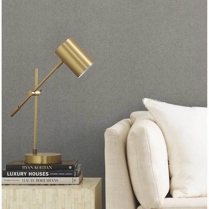 Warner Herringbone Tweed Grey Woven Wallpaper