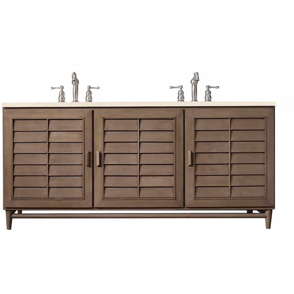 James Martin Vanities Portland 72" Double Basin Hardwood Vanity Set