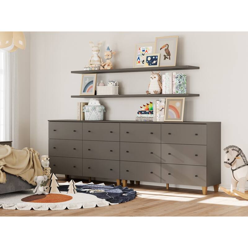 Wood Dresser with 6 Drawers for Bedroom, Closet, Nursery