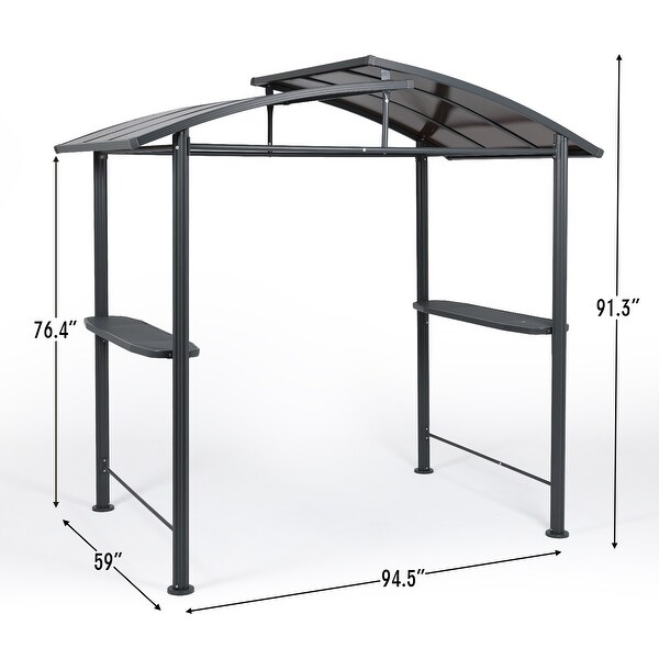Aoodor 8 x 5 ft. BBQ Grill Gazebo Shelter, Dark Gray Steel