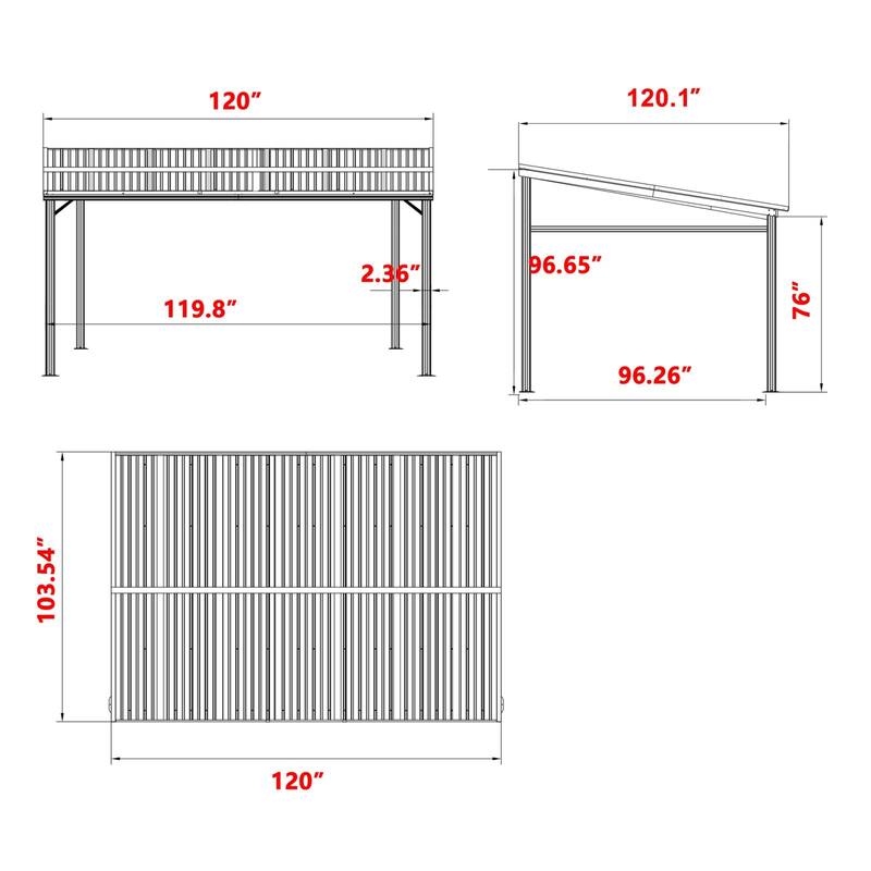 VEIKOUS 8 x 10 FT Wall-Mounted Lean-To Gazebo with Steel Roof for Outdoor