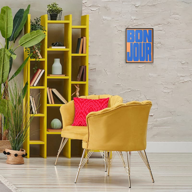 Stupell Bonjour Blue & Orange Framed Giclee Art Design By House of Lulu