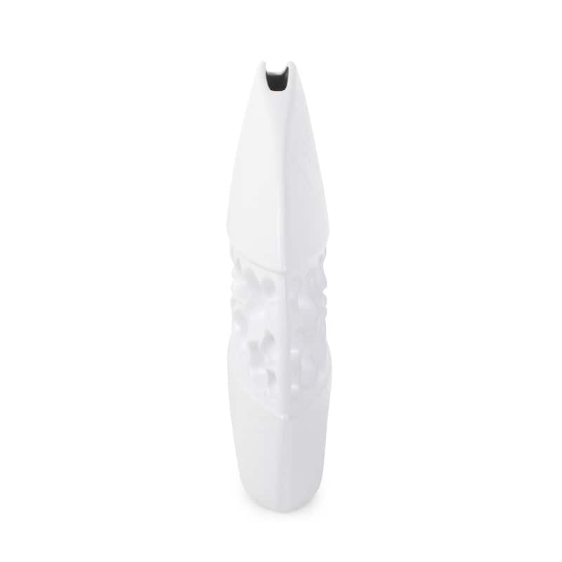 Allan Andrews Contemporary Matte White Ceramic Moon Vase