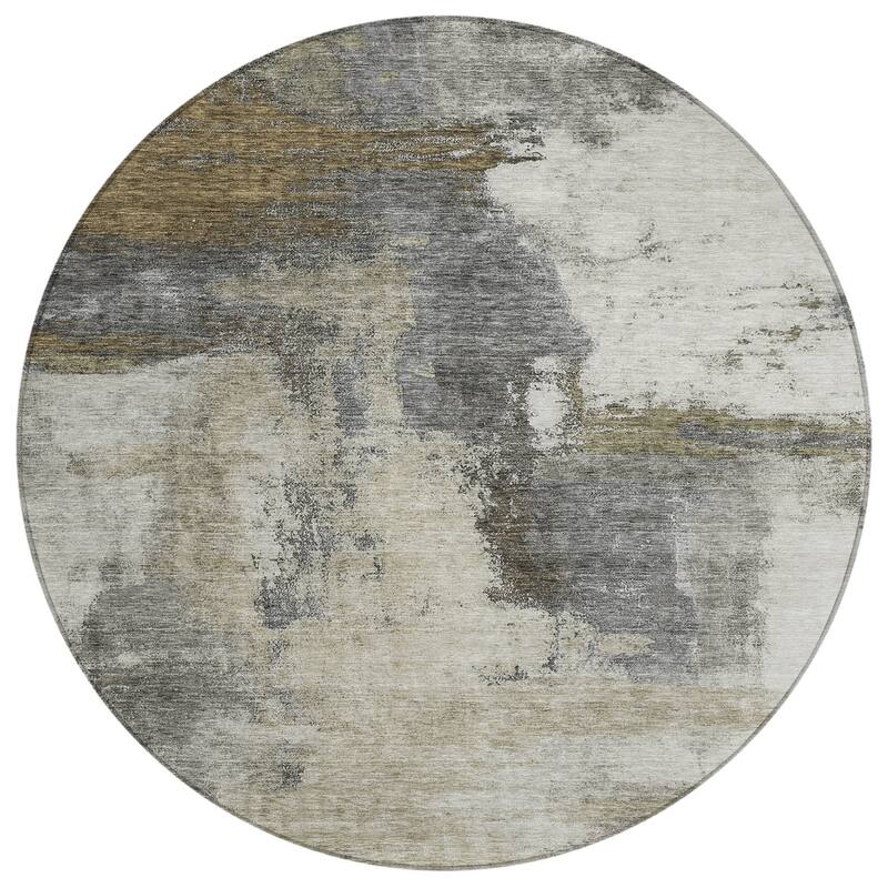 Machine Washable Indoor/ Outdoor Contemporary Abstract Chantille Rug