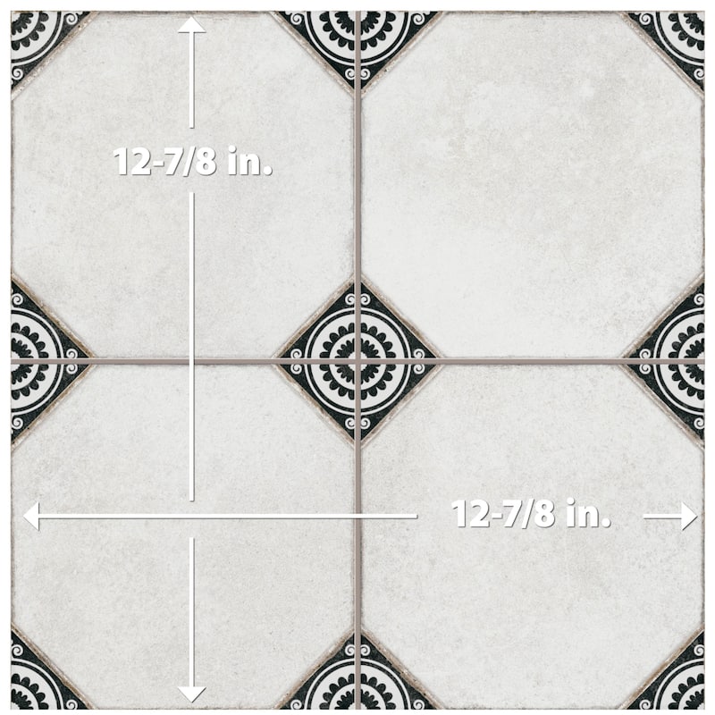 Merola Tile Englishtown Black 12-7/8" x 12-7/8" Porcelain Floor and Wall Tile