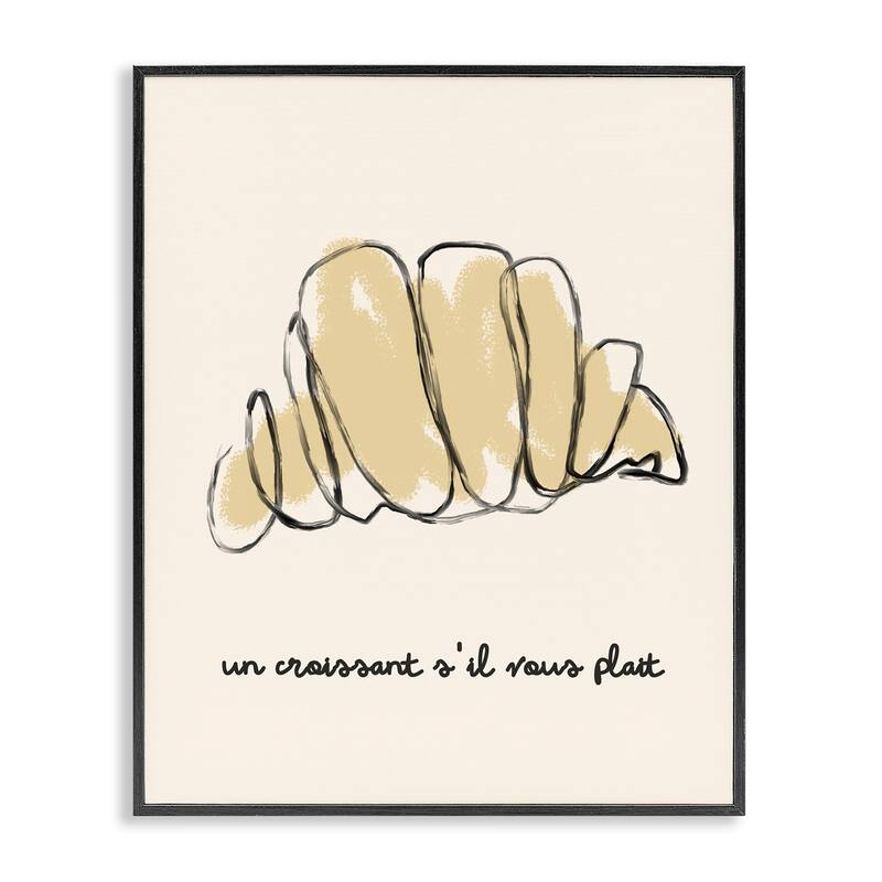 Stupell Modern French Phrase Croissant Framed Giclee Art Design By Lil' Rue - 16 x 20 - Black