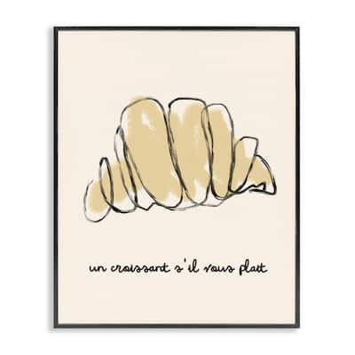 Stupell Modern French Phrase Croissant Framed Giclee Art Design By Lil' Rue