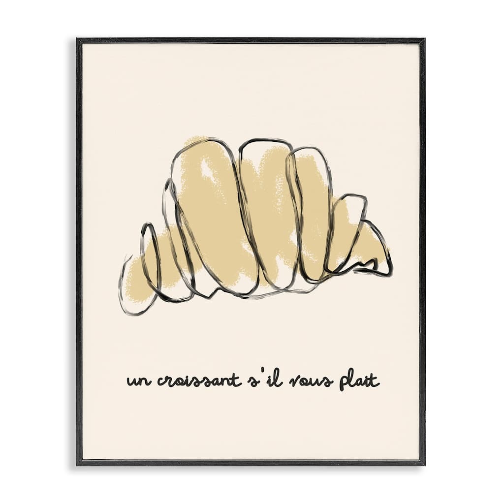Stupell Modern French Phrase Croissant Framed Giclee Art Design By Lil' Rue