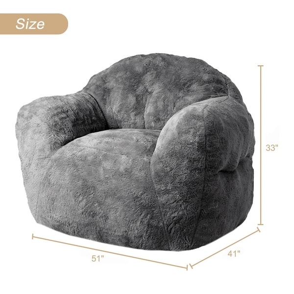 dimension image slide 13 of 15, 39/51" High-Density Foam Bean Bag Sofa Chair with Armrests