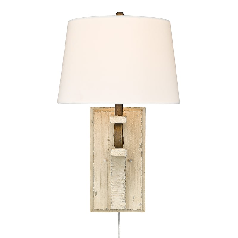 Golden Lighting Solay 1-light Wall Sconce in Burnished Chestnut - Ivory Linen/Burnished Chestnut