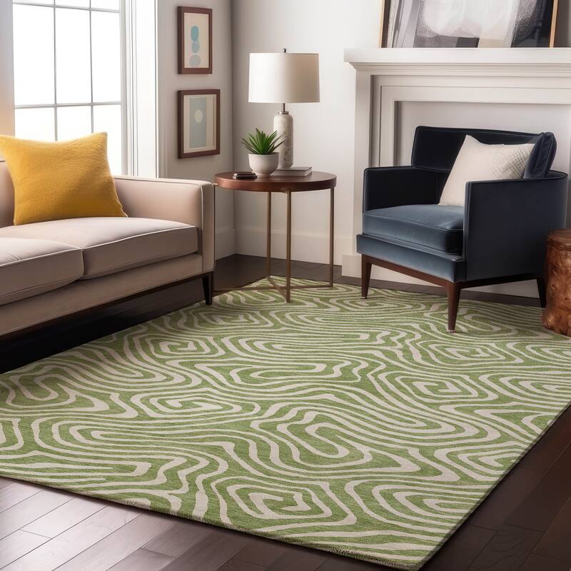 Premium Washable Super Soft Modern Maze Mayfield Rug - Aloe - 10' x 14'