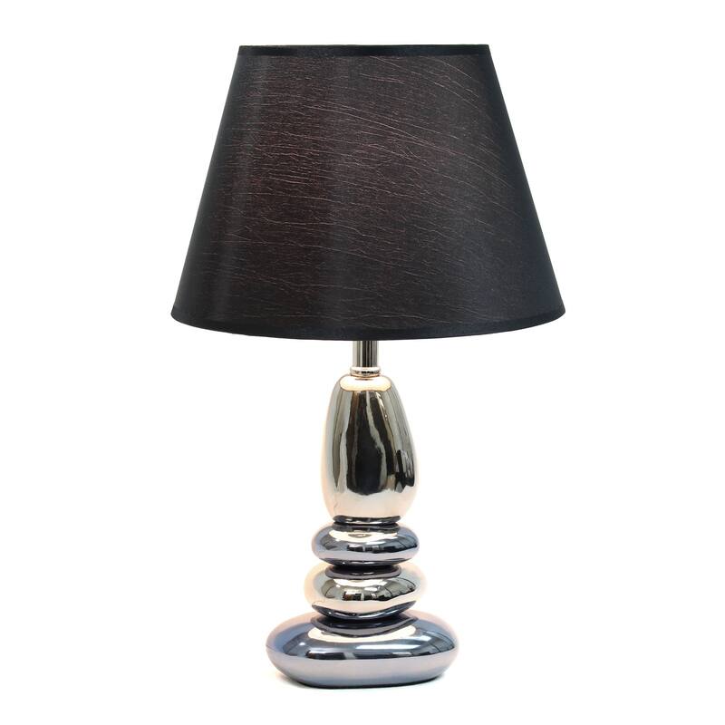Ebb and Flow Stacked Stone Table Lamp with Tapered Shade - 21.5" - Chrome Blue