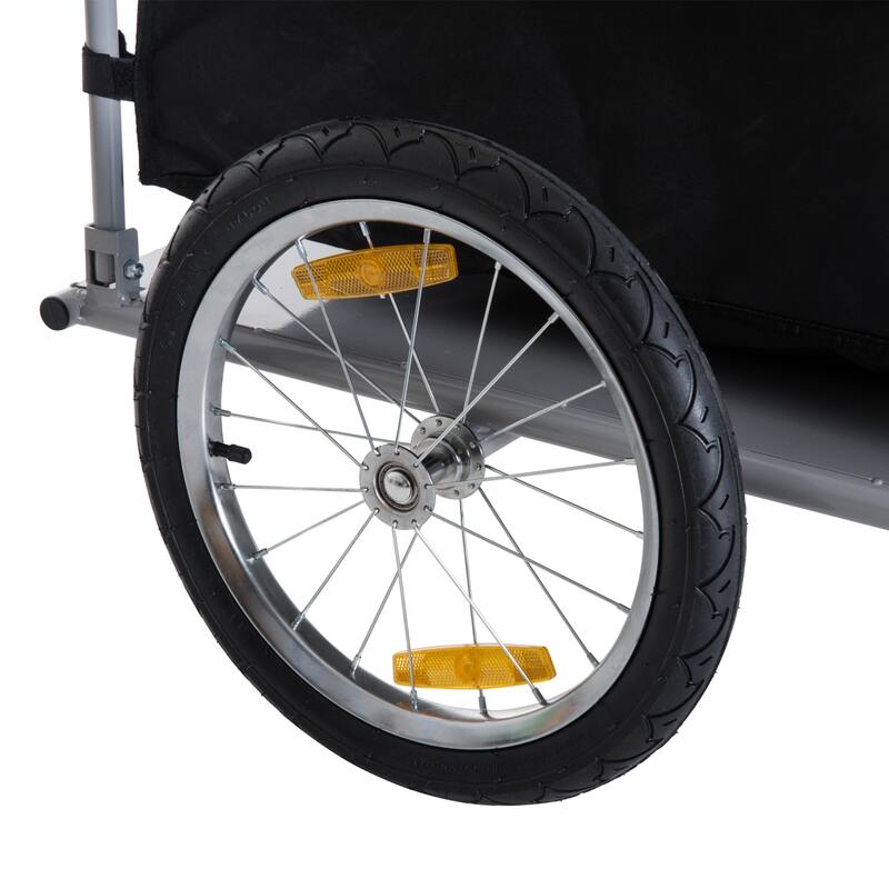 Aosom Folding Bike Trailer with Spacious Storage & Heavy-Duty Fabric, Bicycle Cargo Trailer Bike Utility Cart Bicycle Attachment