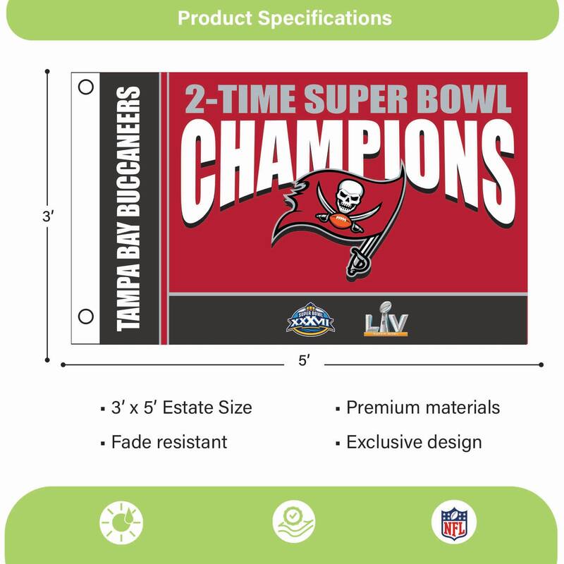 Tampa Bay Buccaneers Single Sided Flag w/ 2 Grommets, 3'x5'