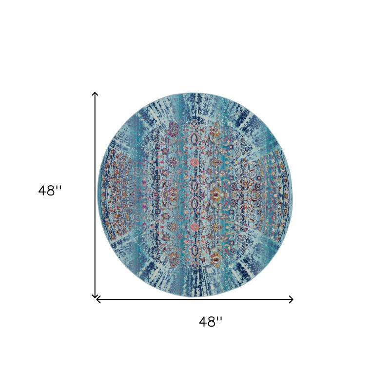 HomeRootsFloral Transitional Round Area Rug - 48' X '48' X '0.5