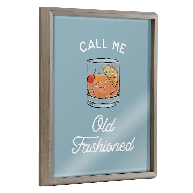 Kate and Laurel Blake Call Me Old Fashioned Blue Framed Printed Glass