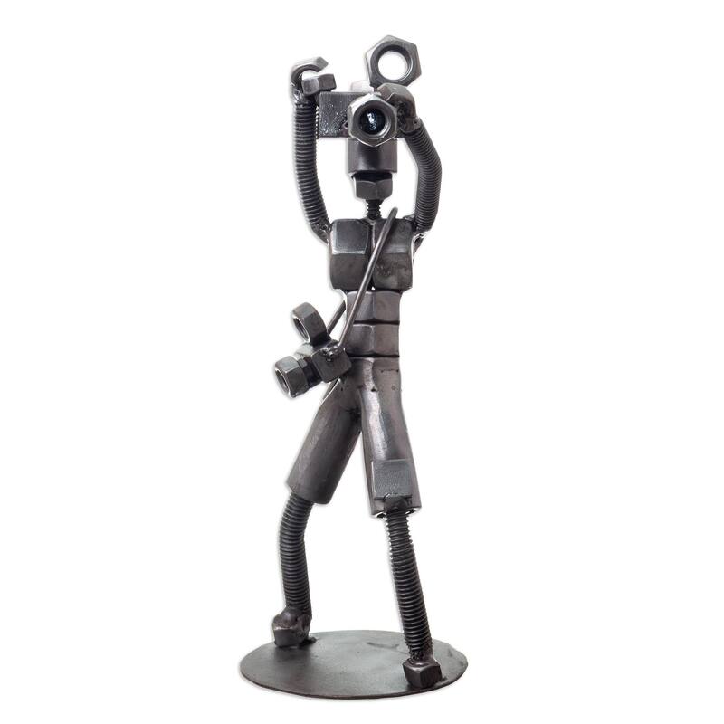 Novica Handmade Say Cheese Auto Part Sculpture