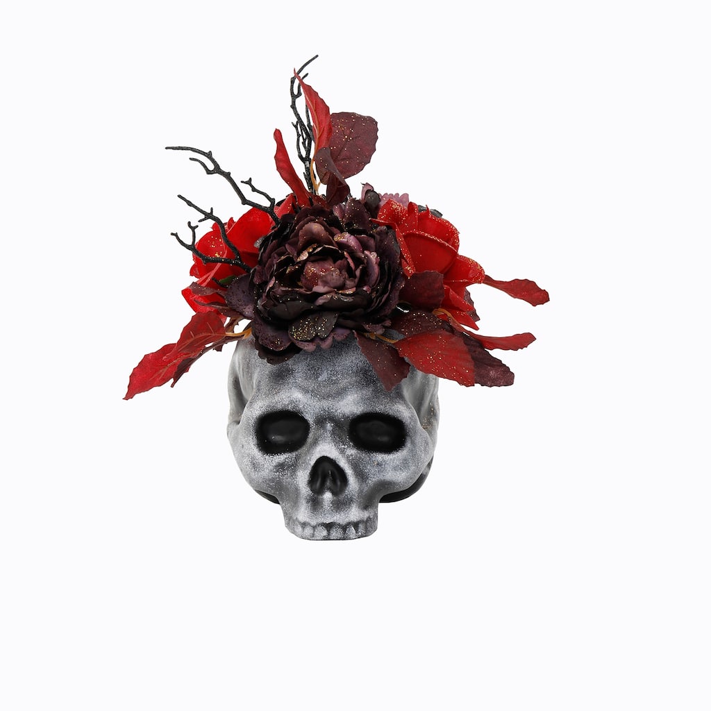 Floral Arrangement In Foam Skull