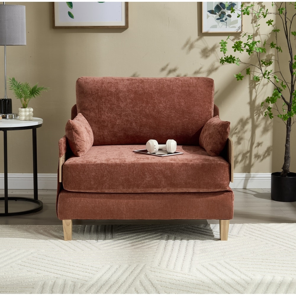 Chenille Upholstered 3-in-1 Convertible Sleeper Foldable Sofa Bed Recliner Chair with 3 Pillows