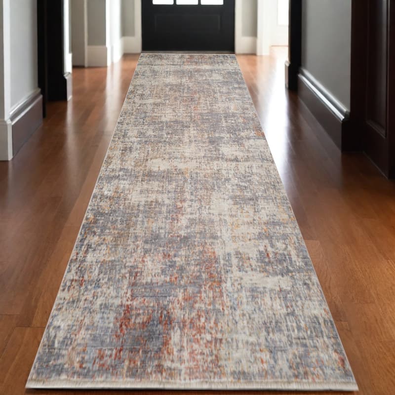 HomeRoots Floral Medallion Traditional Runner Area Rug - 120.00 in. x 30.00 in.  x 0.30 in.