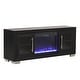 preview thumbnail 18 of 16, Furniture of America Fionna Modern Black Electric Fireplace TV Stand with LED and Shelves