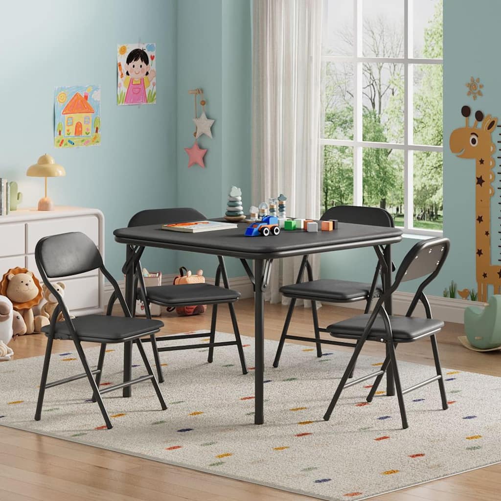 3 Piece Boys Girls Folding Table and Chairs Set, Activity Table and Chairs Set