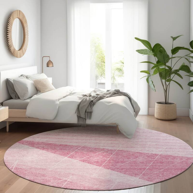 Machine Washable Indoor/ Outdoor Chantille Modern Prism Rug - Pink - 8' x 8'