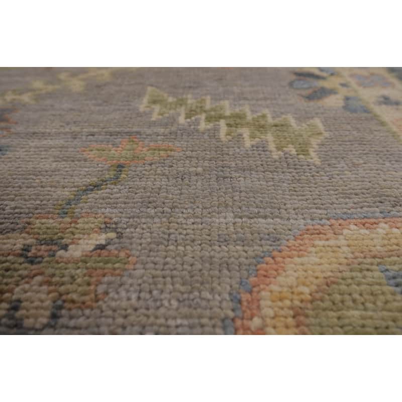 Oushak Turkish Area Rug Handmade Vegetable Dye Grey Wool Carpet - 8'0"x 10'1"