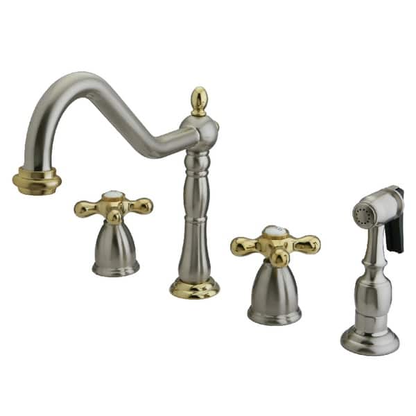 Heritage 8-Inch Widespread Kitchen Faucet with Brass Sprayer ...