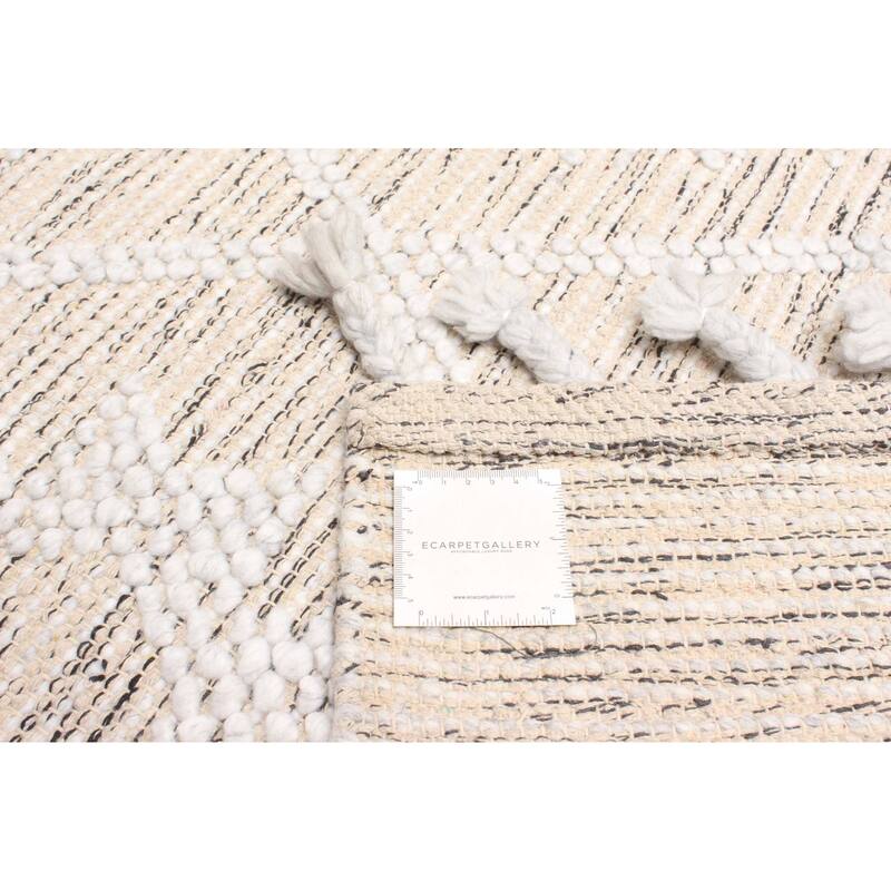 ECARPETGALLERY Braid weave Sienna Beige Wool Rug - 5'2 x 8'0