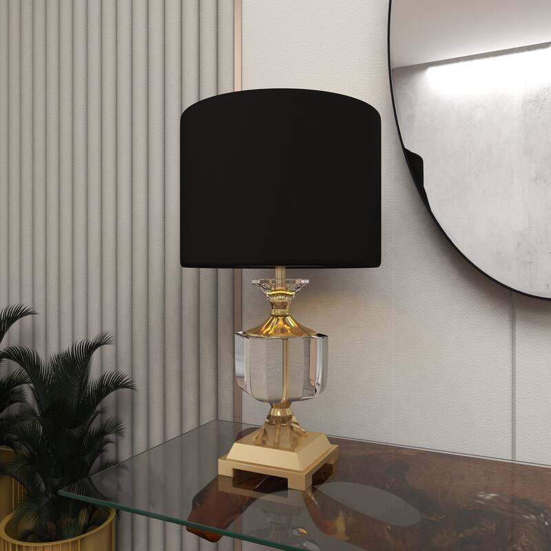 Crystal Room Table or Buffet Lamp with Black Shade and Gold Accents - Black or Gold - Roche River Decor