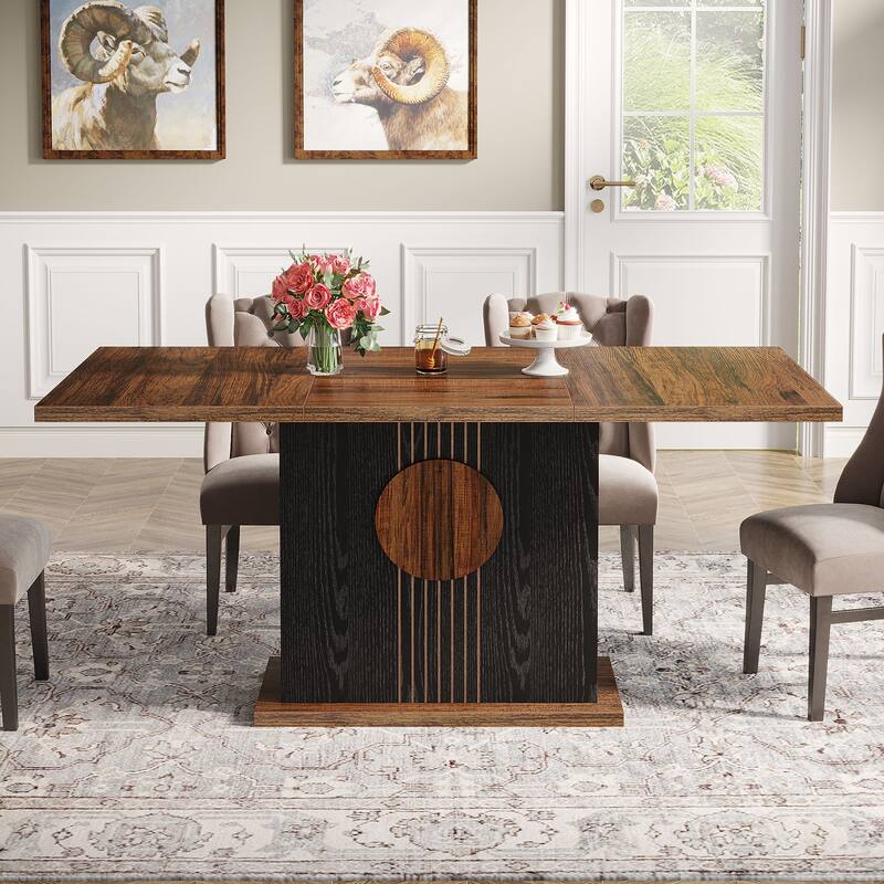 Wood Dinner Table, Kitchen Dining/Living Room Accent Dinner Table Gathering Table