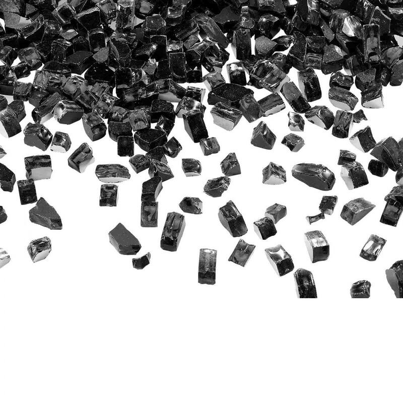 Black Tempered Reflective Crushed Fire Glass 1/2 Inch for Fire Pits - 1/2 inch