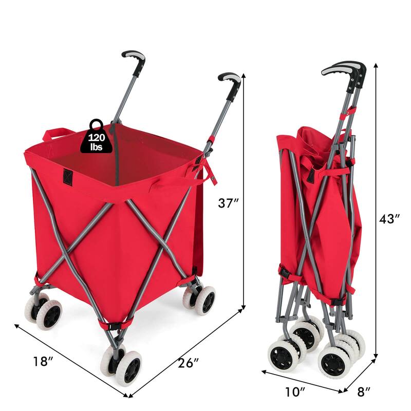 Costway Folding Shopping Cart Utility w/ Water-Resistant Removable