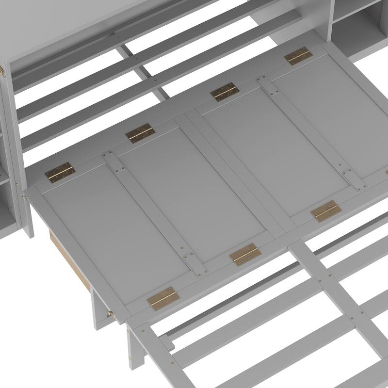 Full Size Murphy Bed with Spacious Storage Drawers and Shelves. Ideal for Guest Rooms or Compact Bedrooms