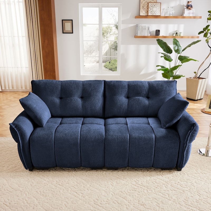 Modular 4-Seat Chenille Sofa Set with 2 Ottomans, High-Resilience Cushions and Solid Wood Frame