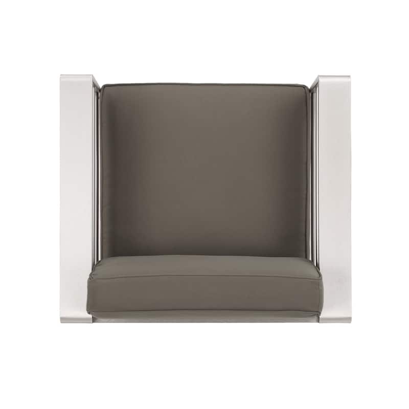 Cape Coral Outdoor Aluminum 3 Piece Chat Set with C Shaped Table by Christopher Knight Home